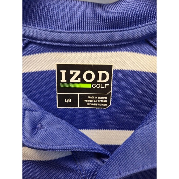 Mens Izod Golf Short Sleeve‎ Blue Striped Polo Shirt Size Medium MD M - Picture 8 of 9